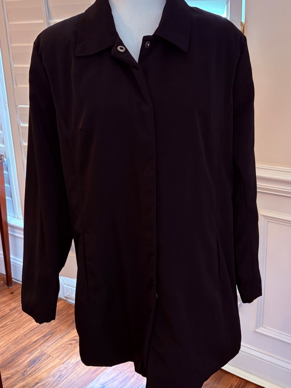 Merona Black Rain Coat with Clean Front